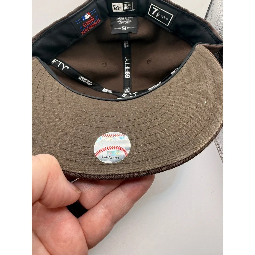 New Era 59FIFTY New York Yankees Fitted Hat Brown Wool Size 7 7/8 MLB Cap
